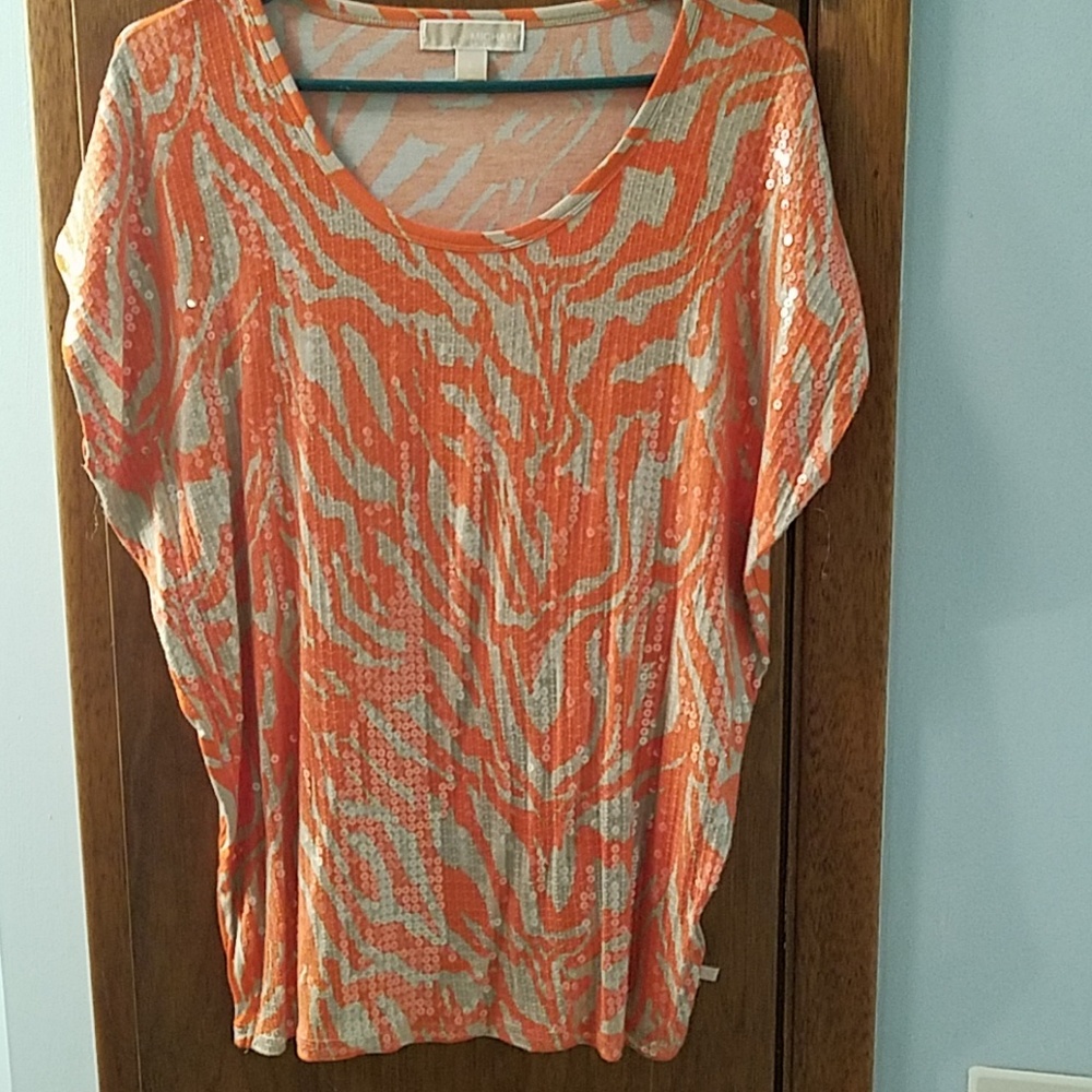 Michael Kors L Sleeveless Sequin Front Top